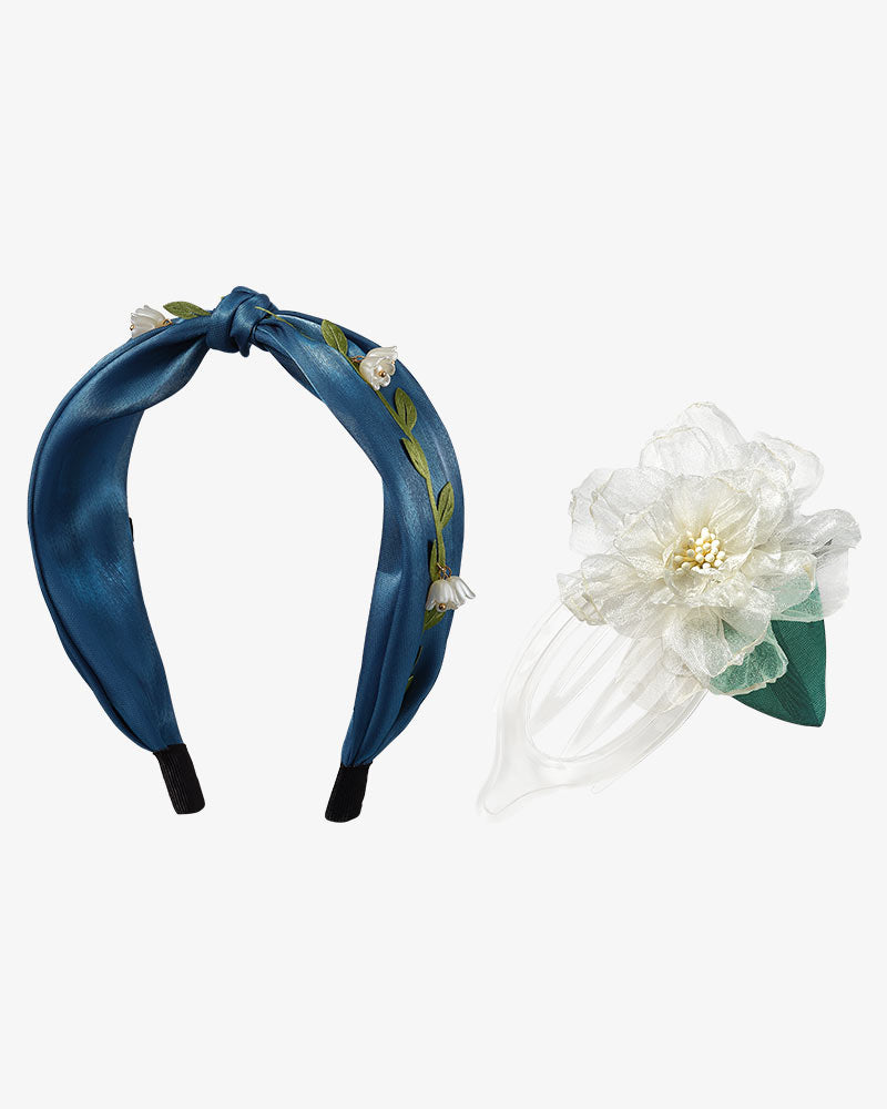 Lily of the Valley Headband+Florasis Beauty Hair Flowder Clip-Not for Sale